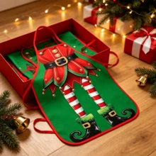 4 Pcs Christmas Elf Aprons, 52*72cm Unisex Kitchen Cooking Apron, Santa Elf Decor Apron, Xmas Thanksgiving Party Gift For Adult Chef Optional Specifications 1/4pcs - Multicolor - View 6