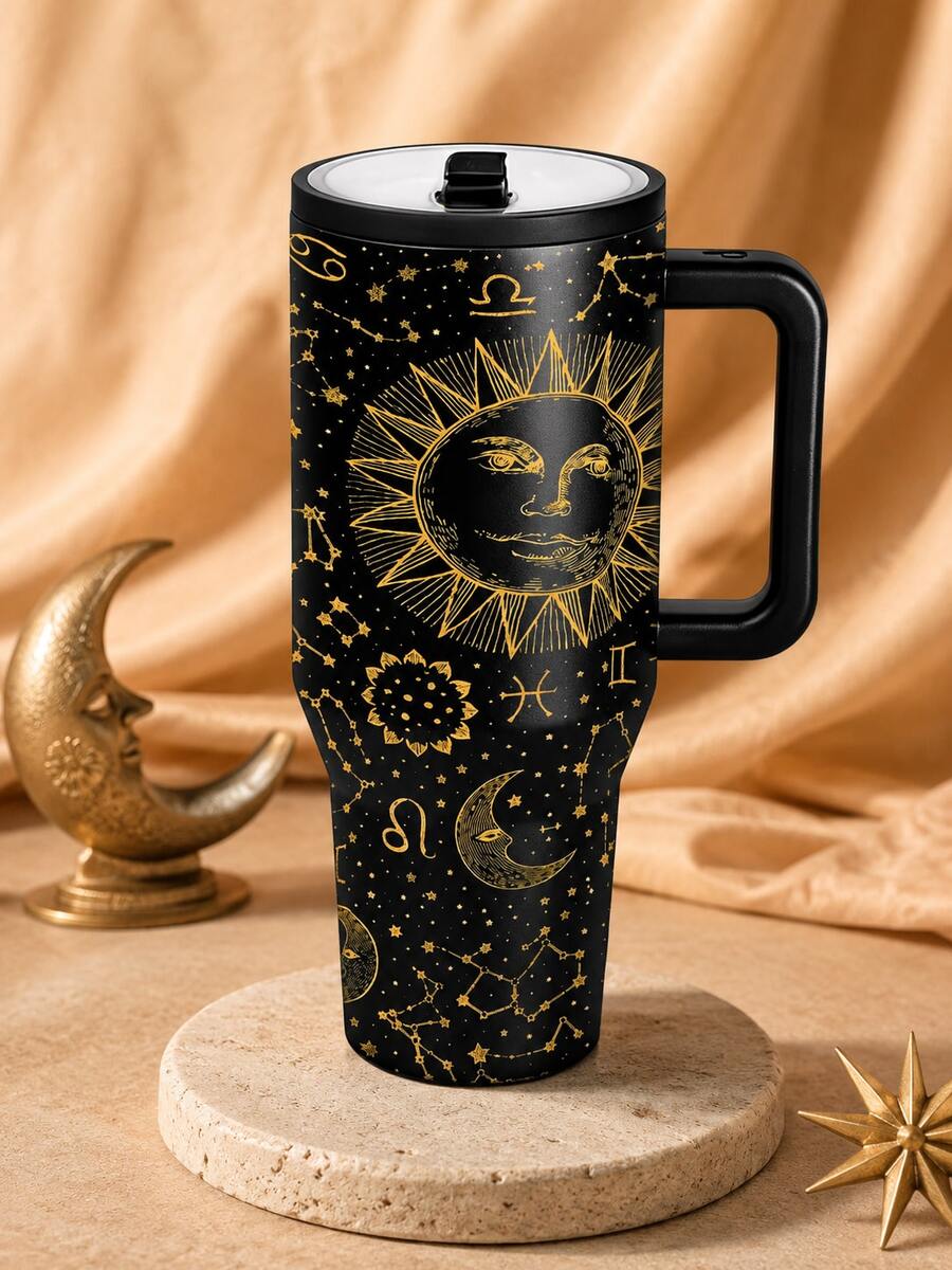 40oz 神秘星空保溫隨行杯附手把,防漏保溫杯,冷飲保冷24小時、熱飲保溫12小時,時尚耐用旅行杯,適合健身房、辦公室與送禮,雙層不鏽鋼水壺,男女適用 - 彩色 - 查看 1