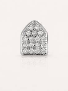 1Pc Micro Pave CZ Single Tooth Grillz, Gold/Silver Hip Hop Dental Jewelry, Tooth Cap Accessory For Party & Street Style, Teeth - 彩色 - 查看 6