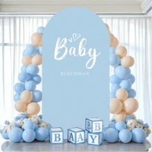 Arched Background, 5 Feet, 6 Feet, 6.6 Feet, 7.2 Feet Beige Wedding Arch Cover 2 Side Spandex Fit Fabric Arch, Suitable For Birthday Party Wedding Arch Stand Decoration (Shelf Not Included, Fabric Background Only) - Baby Blue - View 5