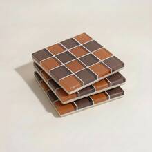 3pcs Vintage Colorful Mosaic Checkered Glass Square Coasters, Waterproof Heat Resistant Non-Slip Drink Cup Mats, Retro Table Decor Accessories For Cafe Kitchen Dining Room, Ideal Housewarming Gift For Coffee & Tea Lovers - Multicolor - View 16