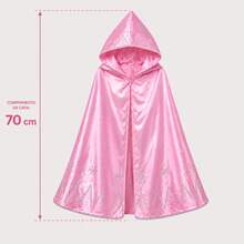 Capa Infantil Princesa Rosa Glitter Rapunzel Realeza com Capuz Meninas Lantejoulas Elza Frozen Aurora Aniversário - Rosa Bebê - Visão 10