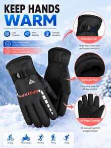 Winter Fleece Touchscreen Gloves, Unisex, Windproof, Waterproof, Warm, Anti-Slip Grip, Suitable For Driving, Cycling, Commuting And Outdoor Activities - Multicolor - View 4