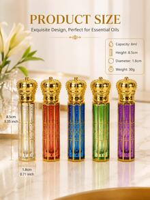 6ml Mini Fragrance Spray Bottle, Refillable Glass Roller Ball Bottle With Crown Cap, Empty Roller Ball Fragrance Container, Portable Travel Fragrance Mixing Bottle, DIY Handmade Project, Essential Oil Storage, Small Portable Bottle Accessory - Multicolor - View 4