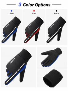 Winter Fleece Touchscreen Gloves, Unisex, Windproof, Waterproof, Warm, Anti-Slip Grip, Suitable For Driving, Cycling, Commuting And Outdoor Activities - Multicolor - View 9