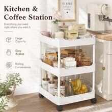 3-Tier Slim Rolling Storage Cart With 360° Swivel Wheels, Narrow Mobile Utility Organizer For Bathroom, Bedroom, Dorm, Kitchen And Laundry Room - White - View 5