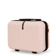 W WINGS مجموعة حقائب سفر 4 قطع مع حقيبة كابينة وحقيبة متوسطة وحقيبة كبيرة وحقيبة زينة | 100% بولي كربونات، عجلات 360°، قفل - وردي - مشاهدة 12