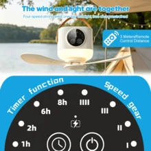 A Portable USB Charging Hanging Fan With Built-In Light,Featuring 4-Speed Wind Adjustment And 3-Level Brightness Regulation, Remote Control And Timing Functions. It Is Suitable For Camping Tents, Dormitories, Bedrooms, Gazebos And Travel. - USB + With Remote Control - View 10