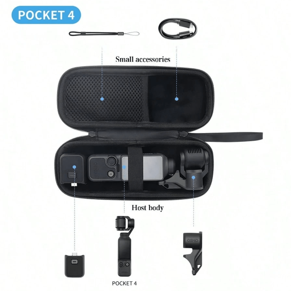 Suitable For Pocket 3/4 Body Storage Bag, Pressure-Resistant, Drop-Proof, Waterproof Mini Portable Handbag, Pocket 3/4 Action Camera Storage Box, EVA Hard Camera Case, Sports Camera Accessories - View 6