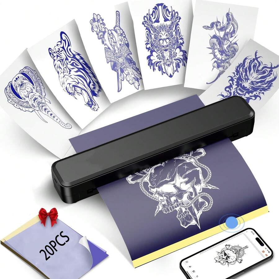 20 Sheets Easy Transfer A4 Tattoo Transfer Paper, Compatible With MO8F/TP81/P90/Pino Printers, High Definition Clear Transfer Paper, Suitable For Professional And Personal Tattoos - Tattoo Transfer Paper - View 1
