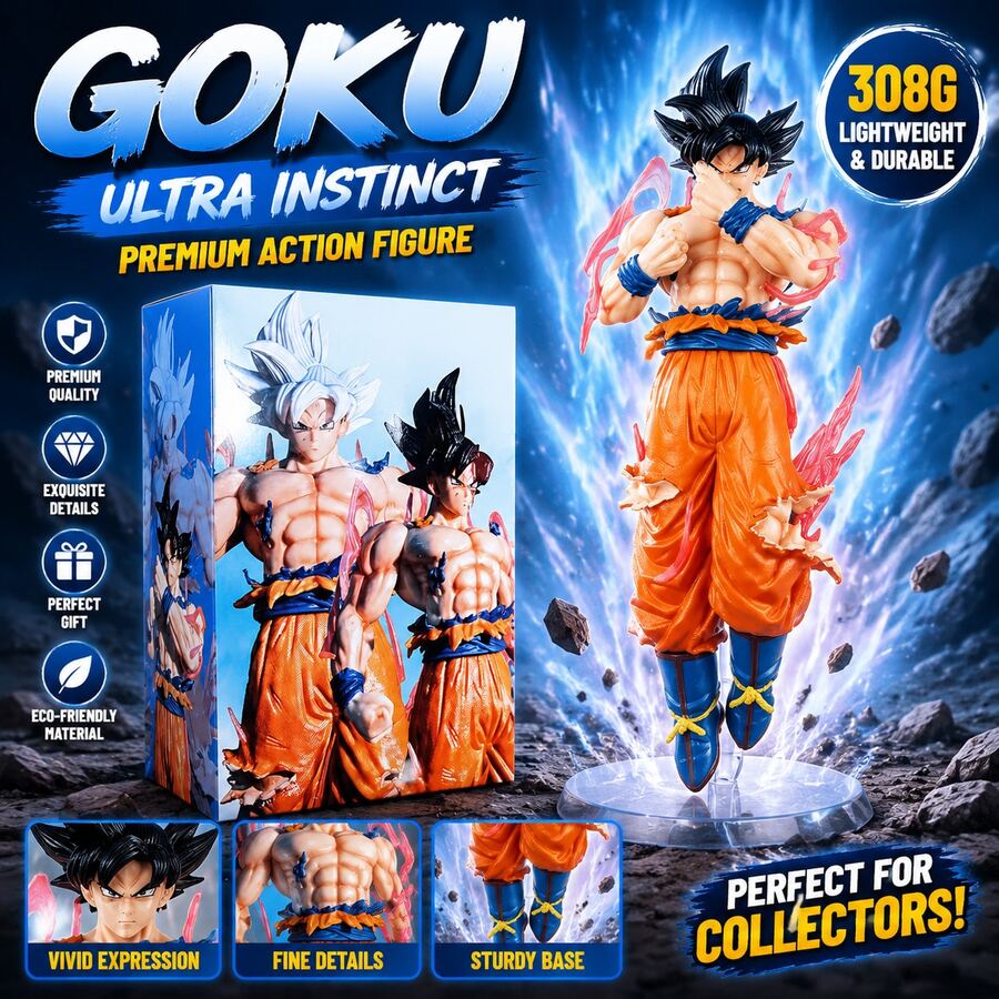 bandai Black Hair Ultra Instinct Figure With Aura Base Anime Ornament ...