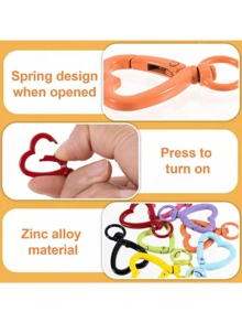 10/30pcs Colorful Rotating Heart-Shaped Lobster Clasp Hooks, Heart Spring Buckle Enamel DIY Jewelry Accessories Keychain Connectors Suitable For Bags, Dog Leashes, DIY Jewelry Making - Heart-shaped Keychain - View 3