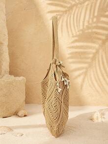 Borsa da spiaggia vintage di grande capacità, borsa da spiaggia bohémien, essenziale per le vacanze, borsa tote in crochet fatta a mano alla moda per donne. Adatta per studentesse universitarie, regalo per il ritorno a scuola e per la festa della mamma, borsa da spiaggia, borsa da spiaggia estiva, borsa da spiaggia per donne, borsa tote per donne, borsa in crochet per donne, borsa essenziale per la spiaggia, borsa tote da spiaggia, abbinamento perfetto per set in crochet, essenziali da spiaggia, forniture da spiaggia, attrezzatura da spiaggia e essenziali estivi - Multicolore - Visualizzare 5