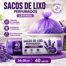 Saco de Lixo Perfumado Lavanda 34x38cm | Resistente | Neutraliza Odores | Kit 40, 80, 120 ou 160 Sacos - Visão 4