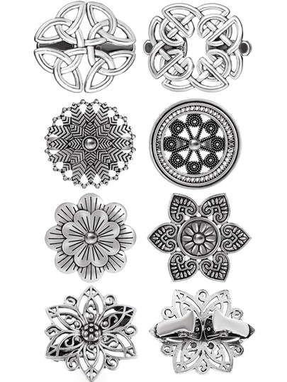 Vintage Floral Shawl Clip Pin, Antique Silver Hollow Flower Cardigan Button, Multi-Functional Scarf Collar Fixing Brooch, Women's Clothing Decoration