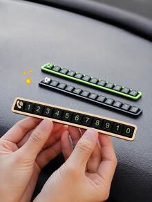 Hidden Privacy Design Car Temporary Parking Phone Number Holder, Night Fluorescent Luminous Digit Car Dash Park Contact Sign, Easy Assembly Reusable Number Stickers, Non-Slip Base No Residue Glue Car Interior Parking Accessory - A - View 2