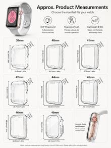 Transparent Unisex TPU Full Coverage High Definition Ultra-Thin Watch Protective Case, Anti-Fall Fashion Casual Screen Protector, Compatible With Apple Watch 38/40/41/42/44/45/46/49mm, Compatible With Apple Watch Series Ultra/SE/11/10/9/8/7/6/5/4/3/2/1, Smart - Multicolor - View 11