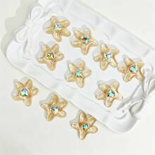 5pcs Clear Rhinestone Starfish Jewelry Making Decorative Accessories, Acrylic Starfish Pendant Charms, DIY Jewelry Accessories, Women's Jewelry, Earring Ring Phone Case Making Accessories - Heart-shaped Diamond Starfish - View 6