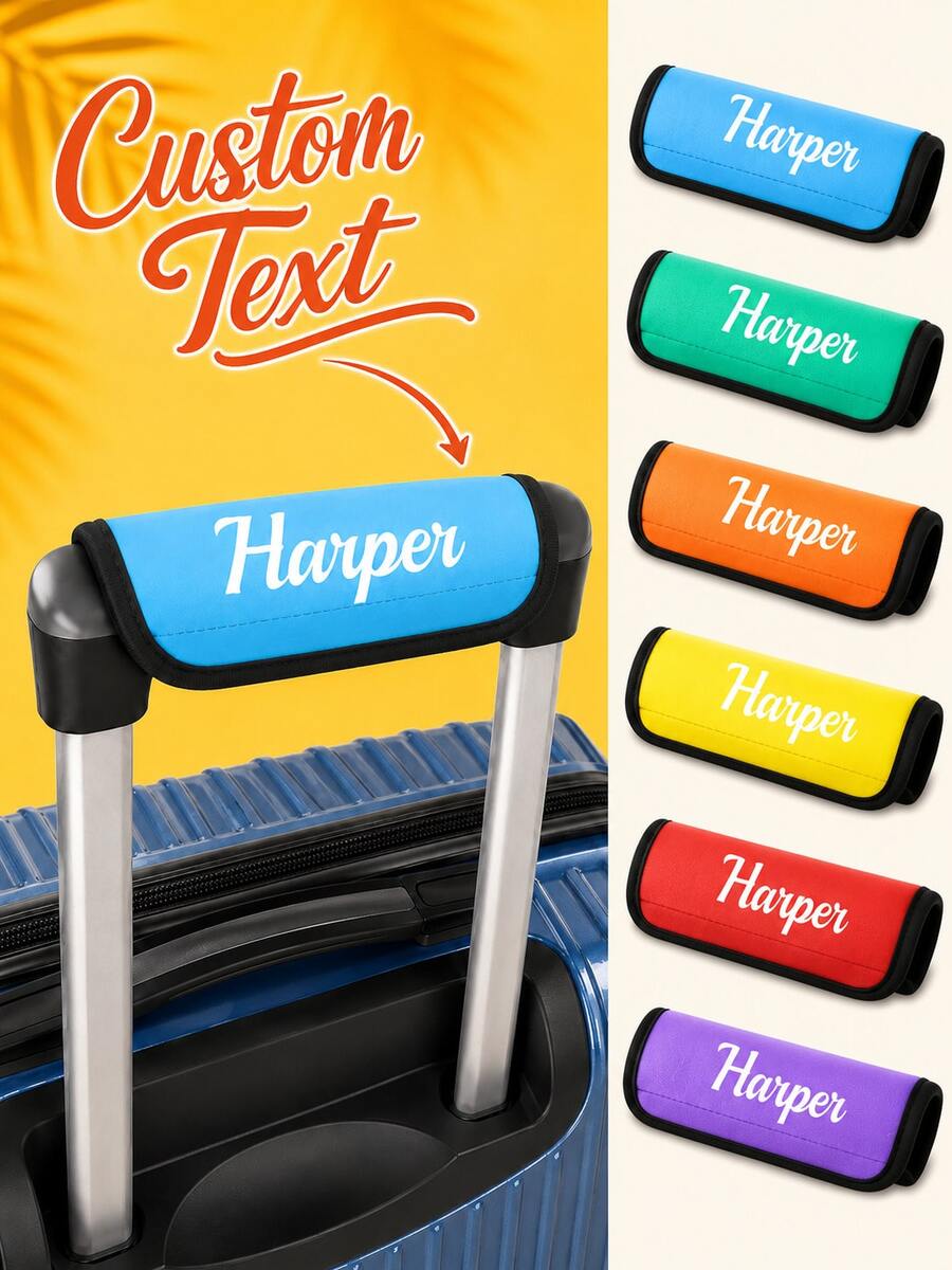 Custom Name Luggage Handle Wrap,Personalized Suitcase Handle Wraps With Heat TransferText,Personalized Luggage Handle Wraps For Suitcas,Versatile - Multicolor - View 1