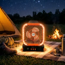 New Solar Powered Outdoor Fan, With Solar Panel, Portable USB Charging, 4 Wind Speed Settings, 3 Lighting Modes, Timer 2/4/6 Hours, Fishing Camping Tent, Outdoor Tool - Multicolor - View 5