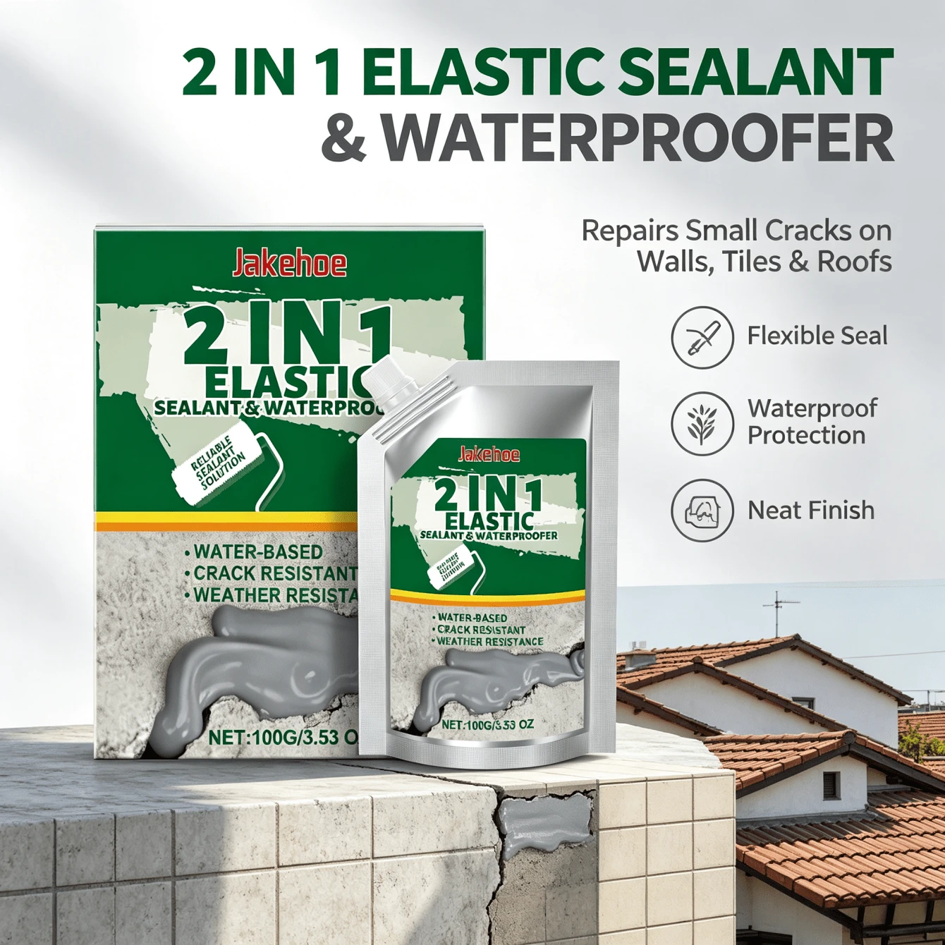 2-In-1 Waterproof Sealant, Covers Wall Tiles, Roof And Small Cracks, Clean And Beautiful Appearance/Waterproof Glue