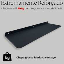 Arara De Parede 60cm Formato Cabideiro Para Roupas + 2 Prateleira Multiuso 60cm Organização Sapatos - Preto - Visão 6
