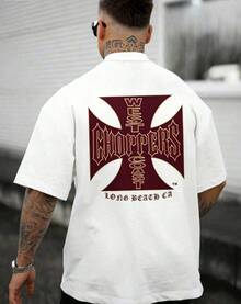 Vintage Red Long Beach Logo T-Shirt, Breathable Polyester, Essential For Summer Outings And Parties. - 白色1 - 查看 11