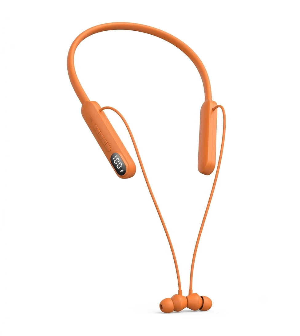 2026 Upgraded Bluetooth Neckband Headset, ACS 360° Panoramic Sound, 42H Battery Life, Bluetooth 5.4, Skin-Friendly Strap, Great For Running & Music Lovers - Orange - View 1