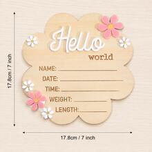Hello World Newborn Sign - Wooden Hello World Welcome Sign, Flower Shape Newborn Announcement, Personalized Birth Announcement Board, For Newborn Gen - Bulletin Board - View 2