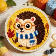 DIY Punching Needle Embroidery Set For Beginners, Including Punching Needles, Threads, Instructions, Embroidery Rings, And Pre Printed Pattern Fabrics, Cute Animals, Suitable For Home Decoration And Gifts, 2D Flat Printing,20X20cm (7.87X7.87 Inches) - A - View 14