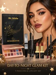Pudaier 7-Piece All-In-One Makeup Gift Set For Women, 18-Color Shimmer Eyeshadow Palette, 2 Lipsticks, 2 Lip Liners, Liquid Eyeliner&Waterproof Mascara For Beginner-Friendly Daily To Party Glam,Holiday Beauty Box - #T1004 - View 10