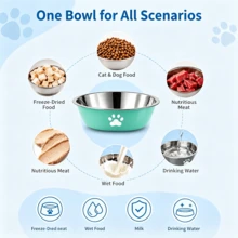 1个不锈钢宠物碗，狗碗，猫碗，防滑水碗，防滑防溢宠物喂食碗，适合各种体型的猫狗，实用便携耐用的居家户外宠物用品 - 彩印碗 - 查看 7