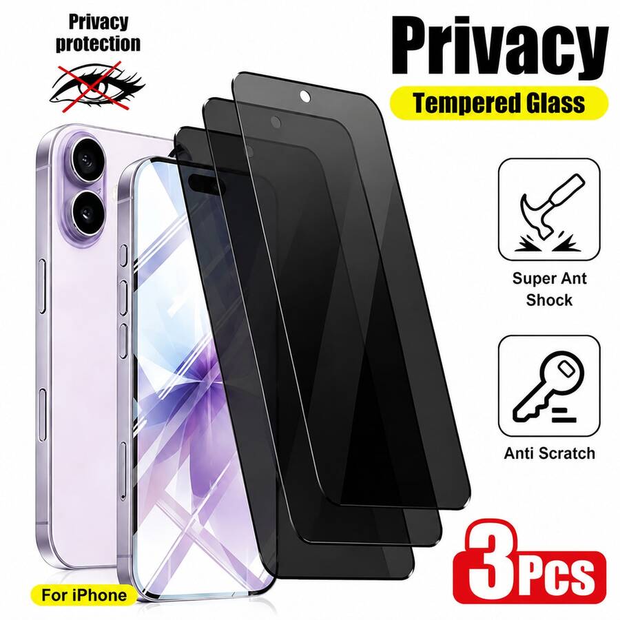 3片裝 28°防窺鋼化玻璃螢幕保護貼,全螢幕覆蓋,適用於 iPhone 17 Pro Max/17 Air/16 Pro Max/16 Plus/15 Pro Max/15 Plus/14 Pro Max/14 Plus/13 Pro Max/13/12 Pro Max/12/11 Pro Max/11/XS Max/XR/XS/X/8 Plus/8/7 Plus/7 系列 - 3PCS - 查看 1