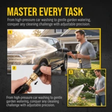4-Piece Car Wash Water Gun Set With Quick Connect Faucet Adapter, High Pressure Spray Nozzle, Suitable For Vehicle, Garden, Patio, Sidewalk Cleaning And Daily Outdoor Watering Tasks - A - View 3