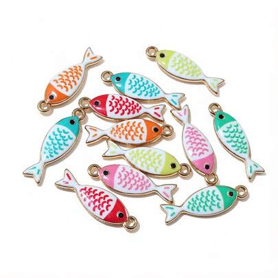 10pcs 23x7mm Alloy Enamel Fish Charms Pendant For Earrings Necklace Bracelets DIY Jewelry Making Accessories Findings