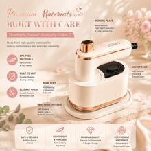 ISRBV Foldable Handheld Steam Iron In Cream Gold Finish, Complete With Heat-Resistant Base, Measuring Cup And Branded Storage Bag. It Supports Dry & Wet Ironing To Remove Fabric Wrinkles Easily. Compact Foldable Design For Home, Office And Travel Use. - US A Type Plug(110-127V) - View 9