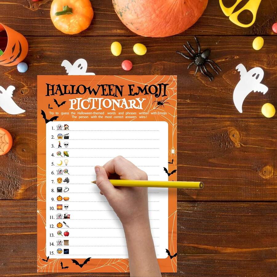 30PCS Halloween Party Games For Adults Family Office Large Groups, Pictionary Game With Answer Key - A - View 1