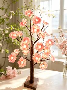 1PC 24 LED 60CM Pink Plum Blossom Tree Light, USB & Battery Dual Use, Artificial Glowing Tree Lamp, Wedding Aisle Decor Light, Hotel Banquet Decoration Light, Romantic Atmosphere Tree Light, Desktop Ornament Light, Birthday Party Decoration Light - Yellow - View 6