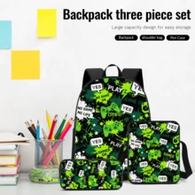 Teen 3 In 1 Backpack Set Spine Protection School Backpack Crossbody Bag Pencil Case Wear-Resistant Polyester Large Capacity Zipper Storage Unisex For Back To School Travel Outdoor Ideal Student Gift Separate Pieces Optional - Pencil Case + Crossbody Bag + Backpack (3-piece Set) - View 1