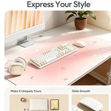 Pink Blue Purple Gradient Star Bow Music Notes PU Leather Desk Pad Protector Y2K INS Korean Mouse Pad Office Desk Mat Waterproof Non-Slip Desk Blotter Pad - View 3