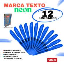Kit 36 Canetas Marca Texto Neon Fluorescente Vighs – Cores Vivas Secagem Rápida Escolar Escritório - Conjuntos - Visão 15