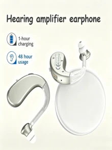 2 Packs Premium Rechargeable In-Ear (Non-Wireless) Sound Enhancement Headphones With Volume Control And Lithium Polymer Charging Battery, Hearing Aid Ear Clip Style, Sound Amplification, Hearing Assistance, - View 4