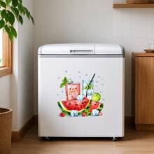 1 pieza Imán de nevera con diseño de sandía y bebida helada, pegatina de verano con frutas removible y resistente al agua, decoración divertida para la cocina (apta para nevera y pared) - Unitalla - Ver 7