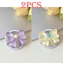 1件/2件可愛蝴蝶結可伸縮創意手機氣墊支架，背膠可折疊慵懶桌面花朵可愛支架，適合、Android手機，完美手機禮物，萬聖節禮物、聖誕禮物、生日禮物，送給家人朋友的禮物，推拉式手機支架，手機配件 - 水晶蝴蝶結-磁吸款 - 查看 18