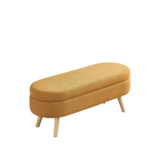 Storage Bench With Storage Space, Beige Color, Ideal For Bedroom Or Hallway - Yellow - View 4
