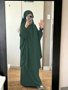 1pc Solid Color Muslim Abaya With Leg-Of-Gigot Sleeve And Cuff Design, Hijab Series, Suitable For Daily Wear And Prayer, Minimalist And Lightweight - Multicolor - View 20