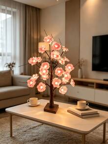 1PC 24 LED 60CM Pink Plum Blossom Tree Light, USB & Battery Dual Use, Artificial Glowing Tree Lamp, Wedding Aisle Decor Light, Hotel Banquet Decoration Light, Romantic Atmosphere Tree Light, Desktop Ornament Light, Birthday Party Decoration Light - Yellow - View 4