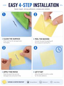50pcs/20pcs/10pcs/5pcs/1pc Yellow Self-Adhesive Inflatable Repair Patch, 7cm Square Waterproof Leak Repair Patch, Suitable For Swimming Pools, Pool Floats, Inflatable Mattresses, Inflatable Boats And Swim Rings - A - View 6