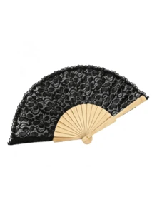 Vintage Spitzen-Faltfächer mit Rippen, Hochzeitsfotografie-Requisite, exklusiver Spitzen-Faltfächer für Brautjungfern bei Outdoor-Hochzeiten, eleganter Hochzeitsgast-Souvenir, tragbarer Spitzen-Handfächer - Antiker Fächer - Übersicht 11