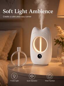 Smart Automatic Aromatherapy Diffuser, USB Rechargeable (500mAh Battery) Essential Oil Diffuser, 7 Mist Modes, LED Digital Display, Timer, Quiet Portable Air Freshener And Deodorizer, Suitable For Home, Bedroom, Bathroom, Office, Hotel, Holiday, Birthday - Multicolor - View 2